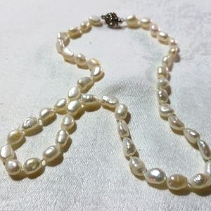 Natural baroque pearls, real cultured freshwater pearl strand necklace, pearls